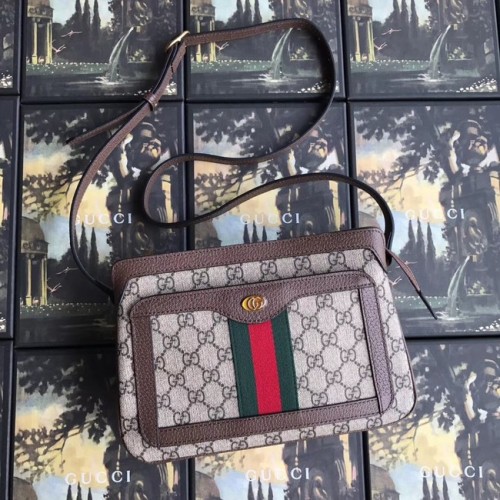 Malá kabelka přes rameno Gucci GG Supreme 523354 hnědá