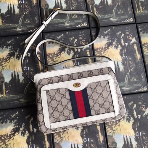 Malá kabelka přes rameno Gucci GG Supreme 523354 bílá