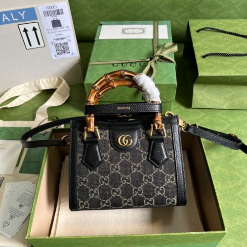 Mini kabelka Gucci GG Diana z denimového žakáru 655661 Černá
