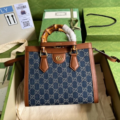 Mini kabelka Gucci GG Diana z denimového žakáru 655661 modrá
