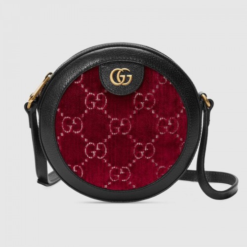 Gucci GG sametová kulatá kabelka přes rameno 574978