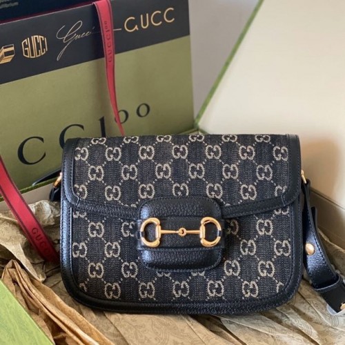 Kabelka přes rameno Gucci Horsebit 1955 602204 Černá