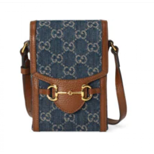 Mini kabelka Gucci Horsebit 1955 625615 modrá