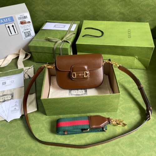 Mini kabelka Gucci Horsebit 1955 658574 karamelová