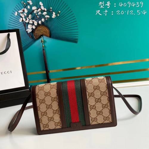 Peněženka Gucci Horsebit 1955 s řetízkem 409439 hnědá