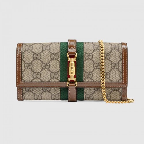 Peněženka Gucci Jackie 1961 s řetízkem 652681 Hnědá