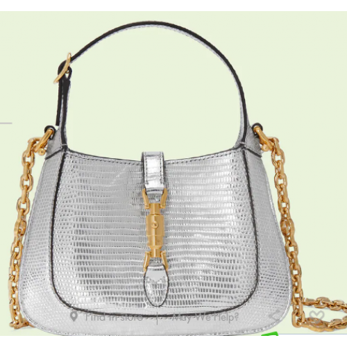 Gucci Jackie 1961 ještěrka mini kabelka 675799 stříbrná