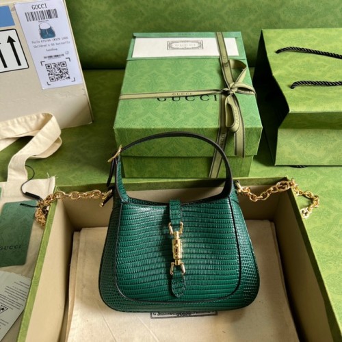 Gucci Jackie 1961 ještěrka mini kabelka 675799 zelená