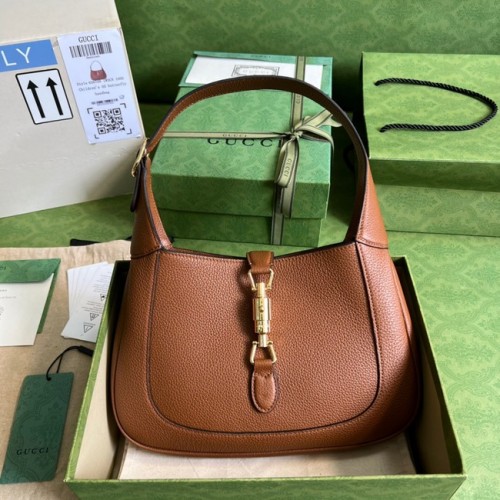 Mini kabelka hobo Gucci Jackie 1961 z přírodní kůže 637091 hnědá