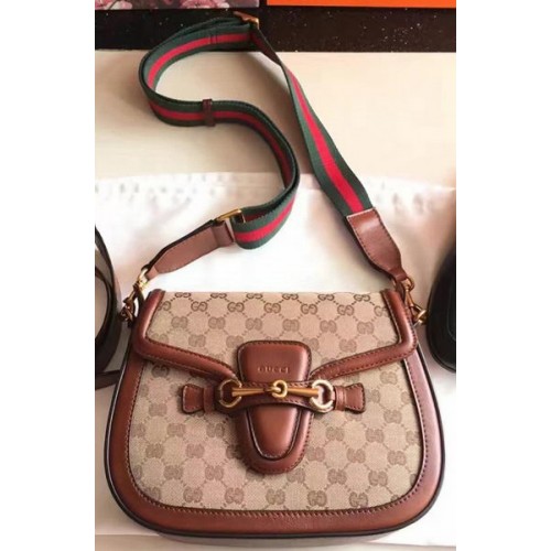 Plátěná kabelka přes rameno Gucci Lady Web GG 383848 Hnědá