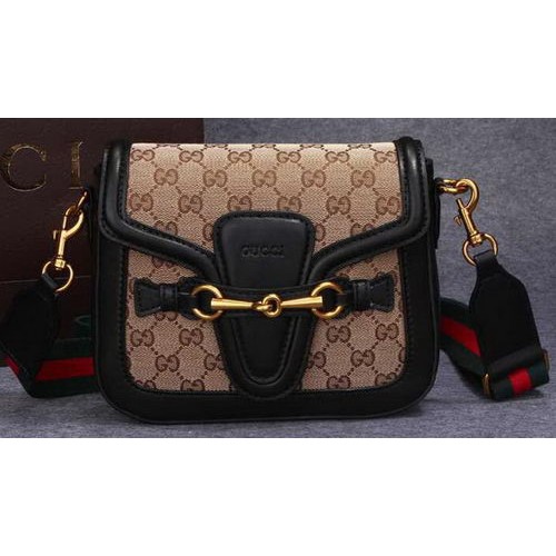 Gucci Lady Web Original GG Canvas Shoulder Bag 383848 Černá
