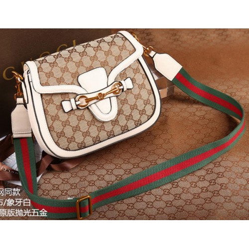 Gucci Lady Web Original GG Canvas Shoulder Bag 383848 White