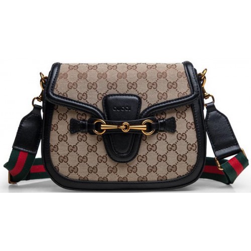 Gucci Lady Web Original GG Canvas Shoulder Bags 383848 Černá
