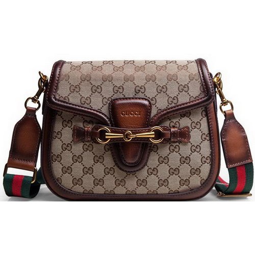Gucci Lady Web Original GG Canvas Shoulder Bags 383848 Hnědá