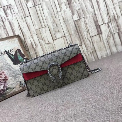 Gucci střední plátěná taška přes rameno Dionysus GG 499623 červená