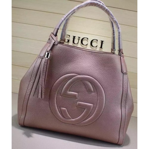Gucci Střední Kabelka přes rameno Soho z telecí kůže 282309 světle růžová