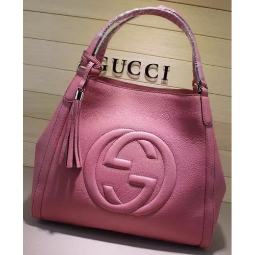 Gucci Střední Kabelka přes rameno Soho z telecí kůže 282309 Růžová