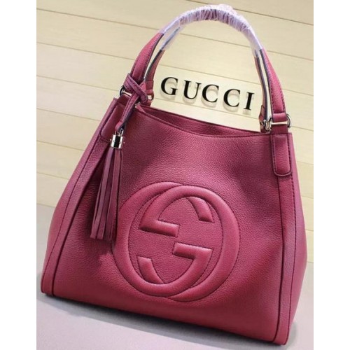 Gucci střední kabelka Soho z telecí kůže 282309 růžová