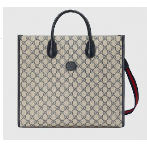 Střední kabelka Gucci s propleteným vzorem G 674148 modrá