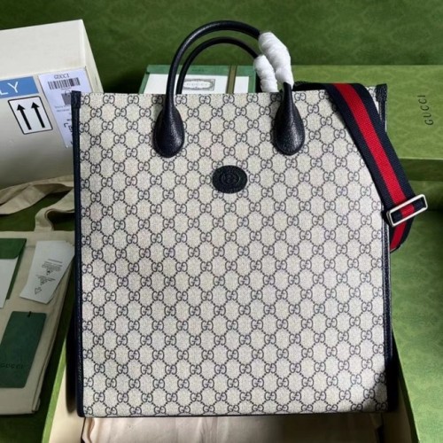 Střední kabelka Gucci s propleteným vzorem G 674155 modrá