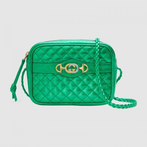 Gucci Mini kabelka z laminované kůže 534950 zelená