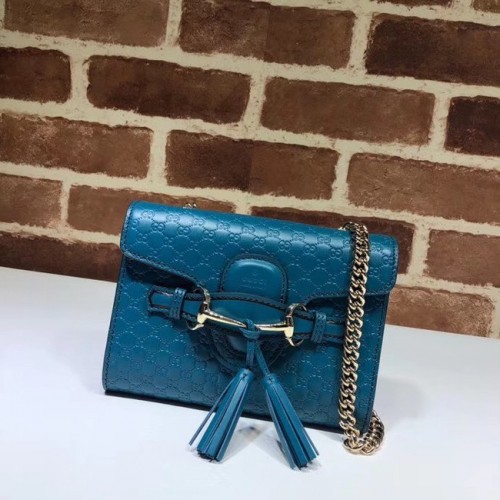 Kožená mini kabelka Gucci 449636 modrá