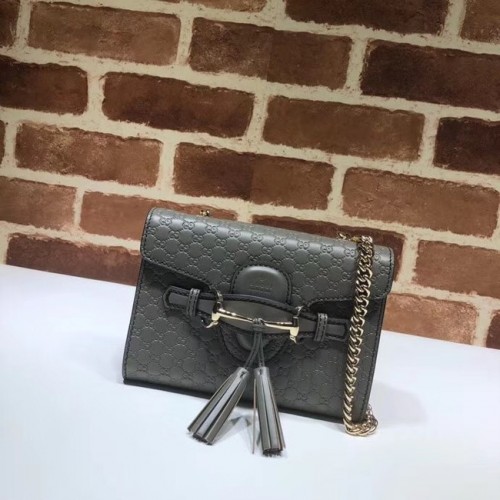 Gucci Mini kožená kabelka 449636 šedá