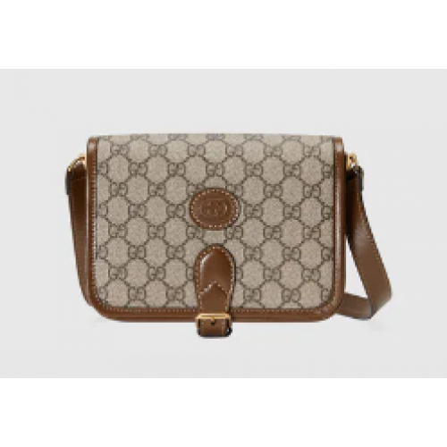 Gucci Mini kabelka přes rameno s propleteným zapínáním G 671620 Hnědá