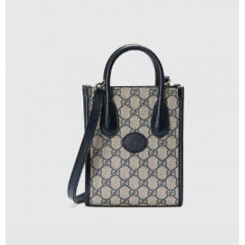 Mini kabelka Gucci s propleteným vzorem G 671623 modrá