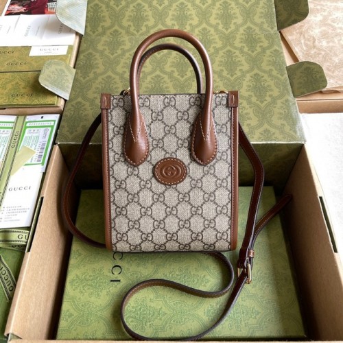 Gucci Mini taška s přepleteným vzorem G 671623 Hnědá