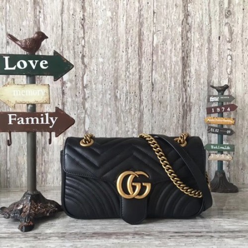 Gucci Now GG Marmont Matelasse ramenní taška 443496 černá