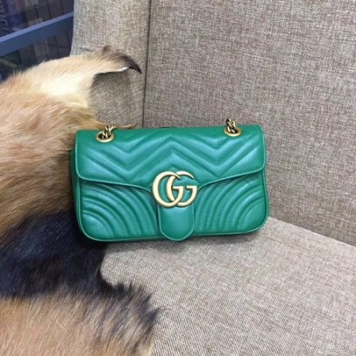 Gucci Now GG Marmont Matelasse ramenní taška 443496 zelená