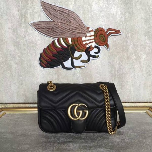 Gucci Now GG Marmont Mini ramenní taška 446744 Černá