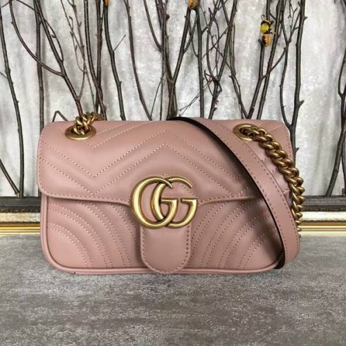 Gucci Now GG Marmont Mini ramenní taška 446744 světle růžová