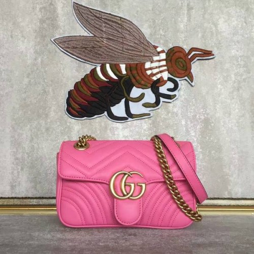 Gucci Now GG Marmont Mini ramenní taška 446744 růžová