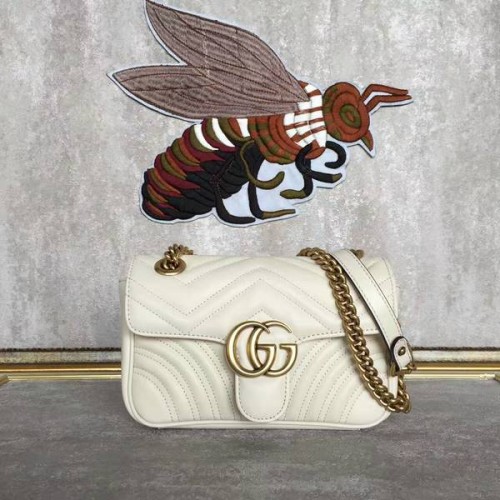 Gucci Now GG Marmont Mini ramenní taška 446744 bílá