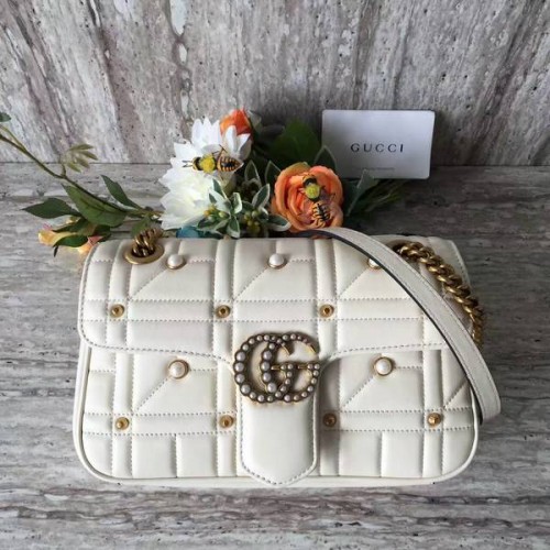 Gucci Now Marmont Mmatelasse ramenní taška 443497 bílá