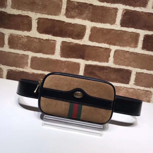 Kožená kabelka Gucci z nubukové kůže 519308 hnědá a černá