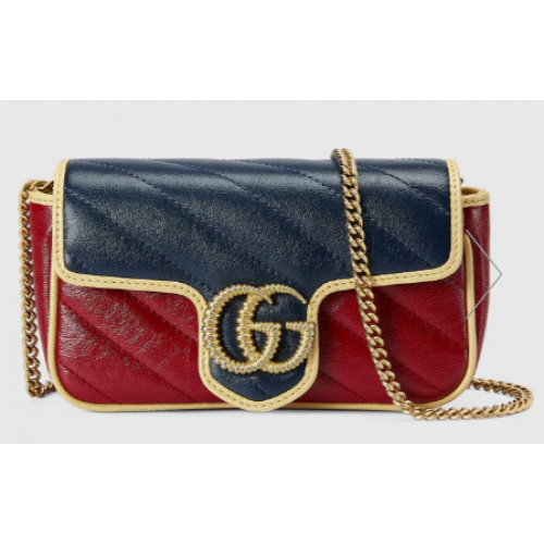 Gucci online exkluzivní mini kabelka GG Marmont 574969 modrá a tmavě červená