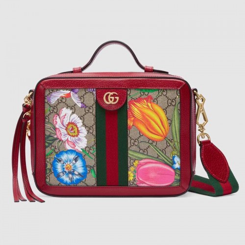 Malá kabelka přes rameno Gucci Ophidia GG Flora 550622 červená