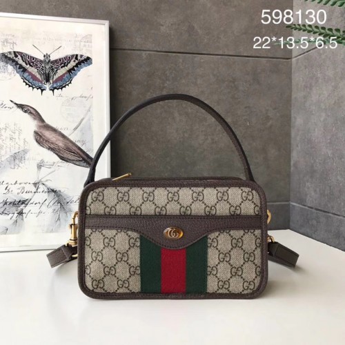 Gucci Ophidia GG Mini ramenní taška 598130 hnědá