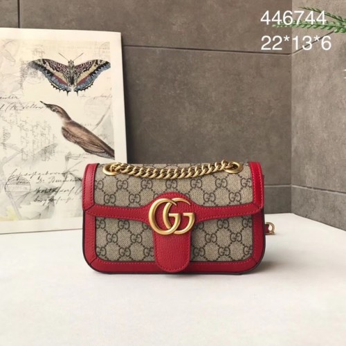 Malá kabelka přes rameno Gucci Ophidia GG Supreme 446744 červená