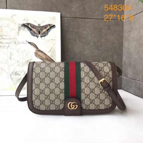 Malá kabelka přes rameno Gucci Ophidia GG Supreme 548304 hnědá