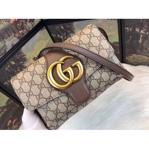 Malá kabelka přes rameno Gucci Ophidia GG Supreme 550129 hnědá