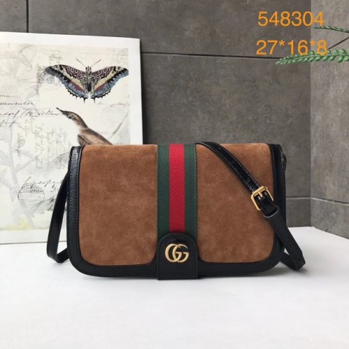 Malá semišová kabelka přes rameno Gucci Ophidia GG Supreme 548304 hnědá