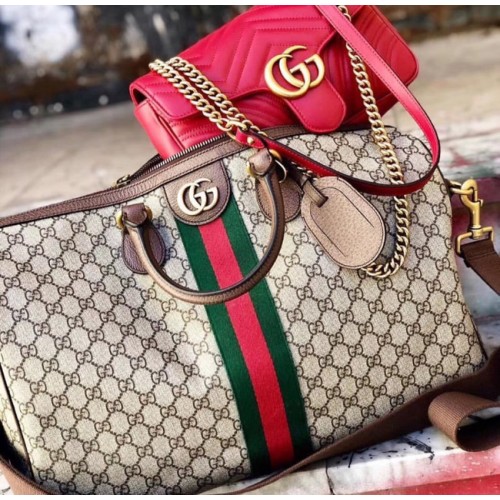 Velká příruční taška Gucci Ophidia GG 547959 hnědá