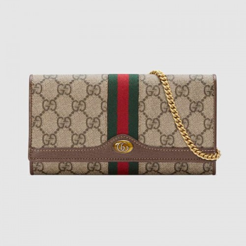 Peněženka Gucci Ophidia GG s řetízkem 546592 Hnědá