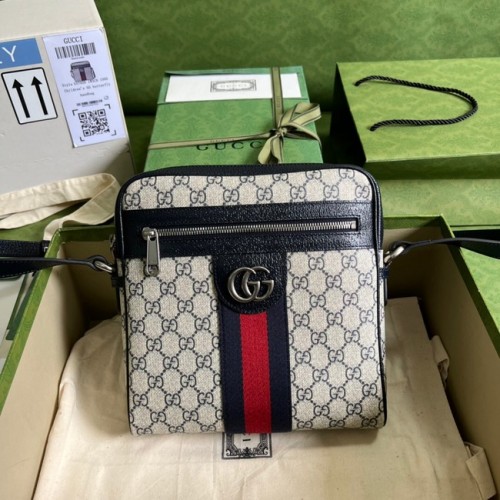 Malá kabelka přes rameno Gucci Ophidia GG 547926 modrá