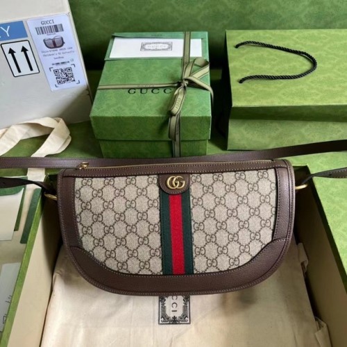 Velká kabelka přes rameno Gucci Ophidia 674096 hnědá