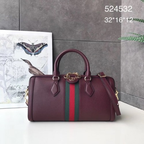 Gucci Ophidia střední velikost kabelky s horním uchem 524532 vínová